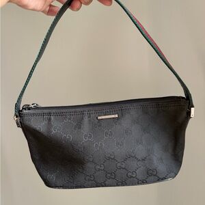 Gucci Black Monogram Shoulder Bag with cherryline Strap
